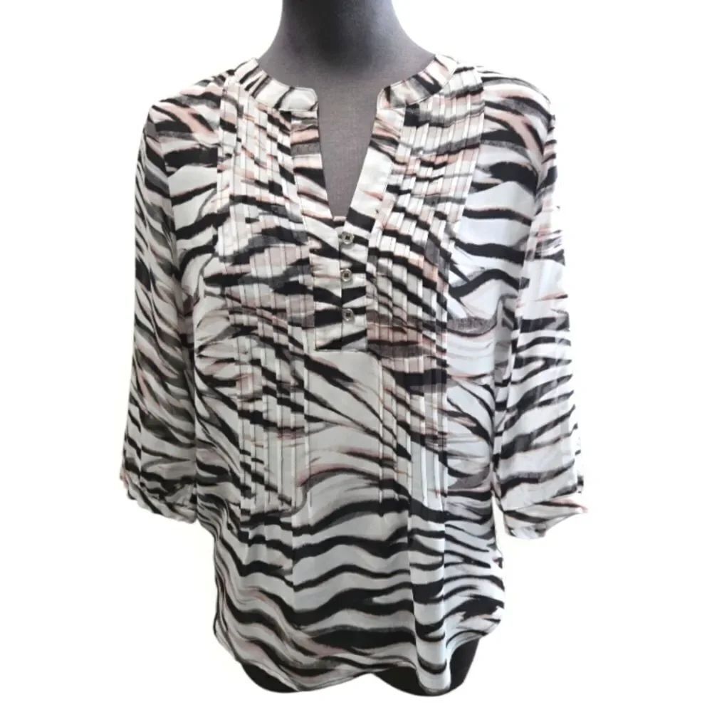 EC CALVIN KLEIN ANIMAL PRINT BLOUSE SZ. XS